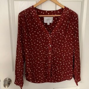 Amour vert button up silk blouse. Size M. 20” pit to pit.